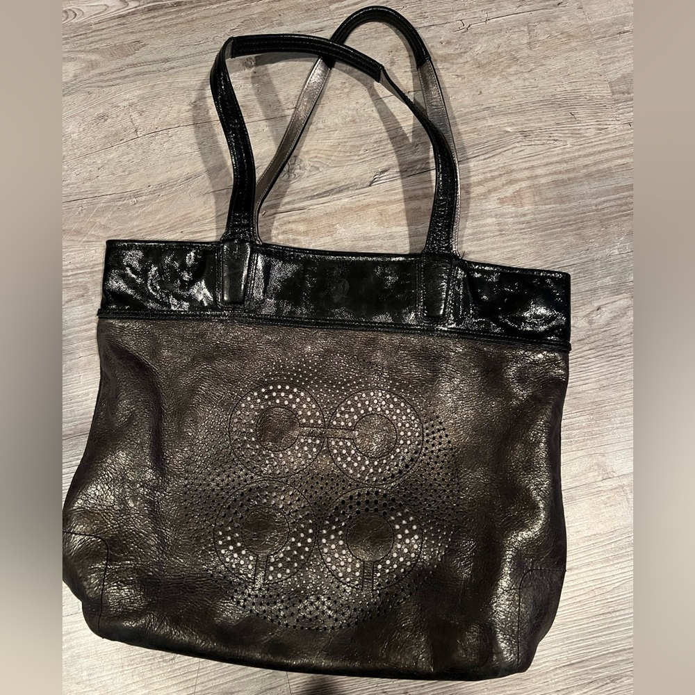 Coach Black Leather Tote Bag